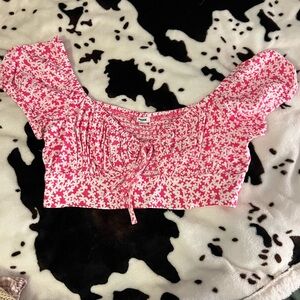 Garage Pink Floral Crop Top
